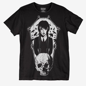 Wednesday Addams Coffin Skull Boyfriend Fit‎ T-Shirt Hot Topic